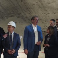 Aleksandar Vučić na probijanju desne tunelske cijevi budućeg najdužeg tunela u Srbiji