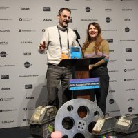 Biljana Tutorov and Petar Glomazić at the 2026 Sundance Film Festival © 2026 Sundance Institute, photo by Stephanie Dunn