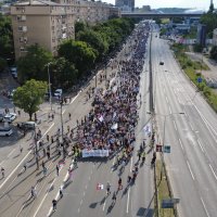 Pogled iz zraka na studente koji prosvjeduju u Beogradu