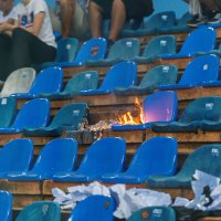 Stadion Varaždin, spaljene sjedalice na tribini gdje je bila Torcida