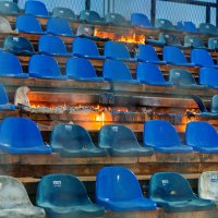 Stadion Varaždin, spaljene sjedalice na tribini gdje je bila Torcida