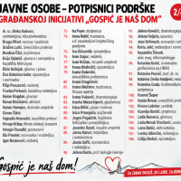 Javne osobe koje su podržale građansku inicijativu 'Gospić je naš dom'