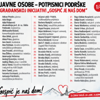 Javne osobe koje su podržale građansku inicijativu 'Gospić je naš dom'