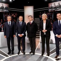 Francois Fillon, Emmanuel Macron, Jean-Luc Melenchon, Marine Le Pen i Benoit Hamon
