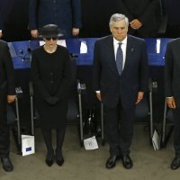Predsjednik EK Jean-Claude Juncker, Kohlova udovica Maike Kohl-Richter, predsjednik EP-a Antonio Tajani, predsjednik Europskog vijeća Donald Tusk