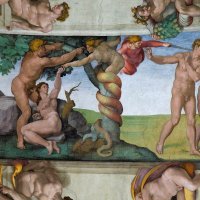 Michelangelova freska, prizor 'Adam i Eva'