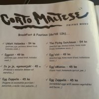 Jelovnik restorana Corto Maltese