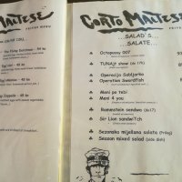 Jelovnik restorana Corto Maltese