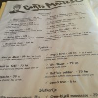 Jelovnik restorana Corto Maltese
