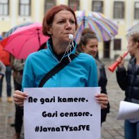 Prosvjed ispred zgrade Hrvatskog sabora povodom ukidanja emisije HTV-a