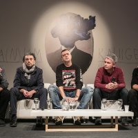 Emir Imamović Pirke, Bobo Jelčić, Sergej Trifunović, Elvedin Nezirović i Goran Bogdan na Pulskom sajmu knjiga