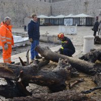 Čišćenje Porta od naplavina donesenim morem i snažnim vjetrom