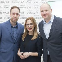 Denijal Jakupović, Iva Šulentić i Milan Vujović tijekom hrvatske premijere Samsungovog Galaxyja A8 (2018)