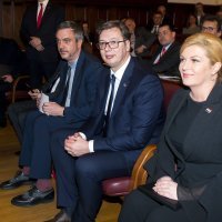 Marko Čadež, Aleksandar Vučić i Kolinda Grabar Kitarović u HGK