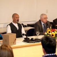 Mirjana Topčić, predsjednica zaklade Rema, autor knjige Feđa Aaron Bučić, akademik Nenad Cambi, Fra Toni Vučković