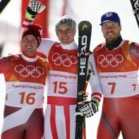 Slijeva Beat Feuz (ŠVI) , Matthias Mayer (AUT) i Kjetil Jansrud (NOR)