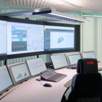 Detail of the Extended operator workplace at ABB Ability Collaborative Operation Center, Genoa, Italy