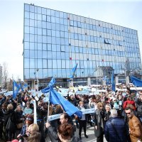 Prosvjed Sindikata hrvatskih učitelja pred Ministarstvom znanosti i obrazovanja