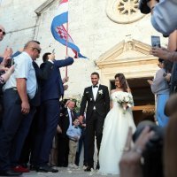 Marin Čilić sa suprugom Kristinom izlazi iz crkve nakon vjenčanja