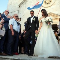 Marin Čilić sa suprugom Kristinom izlazi iz crkve nakon vjenčanja