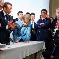 Emmanuel Macron, Angela Merkel, Donald Trump