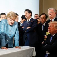 Emmanuel Macron, Angela Merkel, Donald Trump