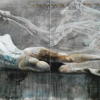 Fadil Vejzović, ''Galateja i priviđenje II', 114 x 155 cm, 2014., akril na platnu