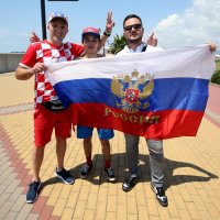 Soči: Navijači se zagrijavaju za utakmicu četvrtfinala SP Rusija - Hrvatska