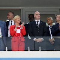 Predsjednica RH Grabar-Kitarović u loži sa Šukerom, Infantinom i Medvedevim