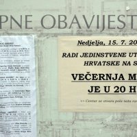 Obavijest o odgodi nedjeljne mise