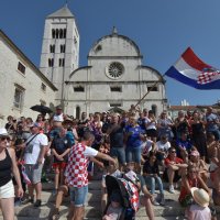Zadar: Navijači na Forumu prate utakmicu finala SP-a