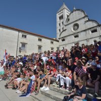Zadar: Navijači na Forumu prate utakmicu finala SP-a
