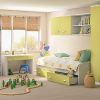 Junior dječja soba u bijelo-zelenoj kombinaciji boja