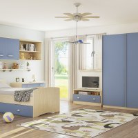 Junior dječja soba u kombinaciji boja morski hrast-plava