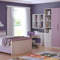 Teens dječja soba u kombinaciji boja izbjeljeni bor-lavanda