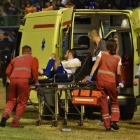 Šibenik: Hitna pomoć odvozi Miju Caktaša koji je teško ozlijedio ruku NK Šibenik NK Hajduk