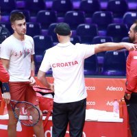 Trening hrvatskih tenisača, Ćorić i Krajan