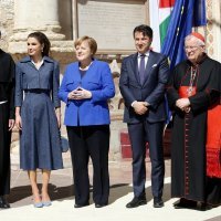 Kraljica Rania u društvu kralja Abdulaha II. i Angele Merkel