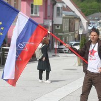 Protestni skup u centru Bleiburga antifašisticke organizacije Austrije, Italije, Hrvatske i Slovenije