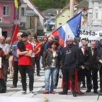 Protestni skup u centru Bleiburga antifašisticke organizacije Austrije, Italije, Hrvatske i Slovenije