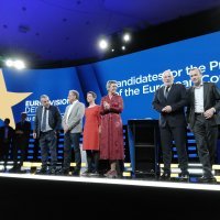 Jan Zahradil, Nico Cue, Ska Keller, Margrethe Vestager, Frans Timmermas i Manfred Weber