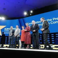 Jan Zahradil, Nico Cue, Ska Keller, Margrethe Vestager, Frans Timmermas i Manfred Weber