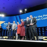 Jan Zahradil, Nico Cue, Ska Keller, Margrethe Vestager, Frans Timmermas i Manfred Weber