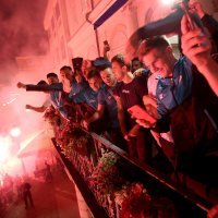 Doček nogometaša Rijeke nakon pobjede nad Dinamom u finalu kupa