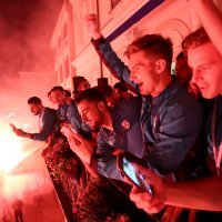 Doček nogometaša Rijeke nakon pobjede nad Dinamom u finalu kupa