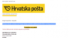 Važno upozorenje Hrvatske pošte: Ne otvarajte linkove u ovom mailu, radi se o pokušaju prevare!