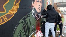 [VIDEO/FOTO] Mural s likom ratnog zločinca Mihajla Hrastova u Karlovcu zaliven crvenom bojom, očistili ga pripadnici BBB-a
