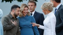 Brigitte Macron istaknula figuru u svjetlucavoj haljini i zablistala s Olenom Zelenskom