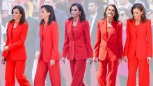 Kraljica Letizia moćno crveno odijelo isfurala s anatomskim tenisicama