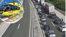 Troje ozlijeđenih na A1, zbog nesreća stigao i helikopter; kolone i zastoji